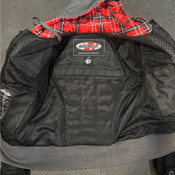 Motorcycle Protective Black Denim Jacket with Hood - Picture 2 of 3